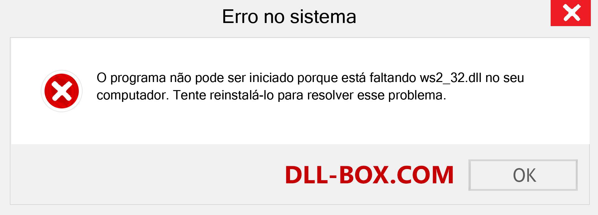 Arquivo ws2_32.dll ausente ?. Download para Windows 7, 8, 10 - Correção de erro ausente ws2_32 dll no Windows, fotos, imagens