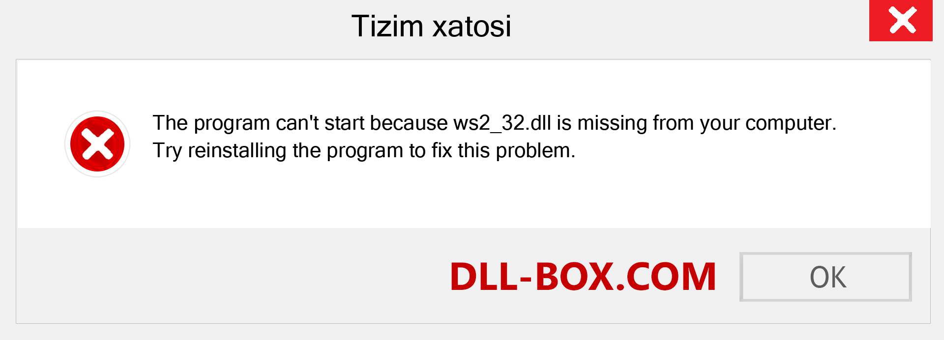 ws2_32.dll fayli yo'qolganmi?. Windows 7, 8, 10 uchun yuklab olish - Windowsda ws2_32 dll etishmayotgan xatoni tuzating, rasmlar, rasmlar